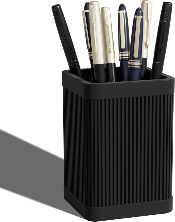 Aesthetic Pen Holder For Desk, Modern Silicone Pencil Holder, Stylish Office Desk Decor, Made of 5 mm Thickened Premium Silicone, Office Desk Organizer And Accessories (Black) | For Desk, Modern